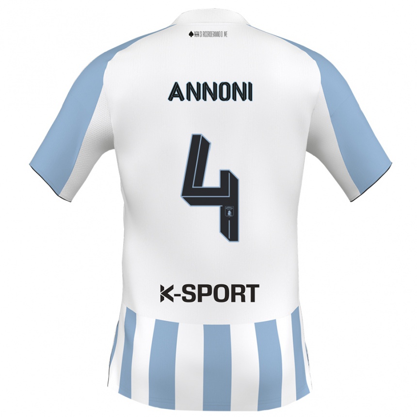 גברים כדורגל Tommaso Annoni #4 לבן כחול שמיים ג'רזי ביתית 2025/26