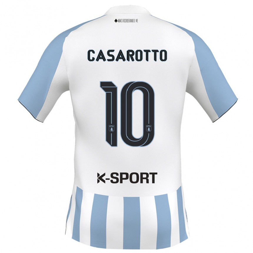 גברים כדורגל מטאו קזרוטו #10 לבן כחול שמיים ג'רזי ביתית 2025/26