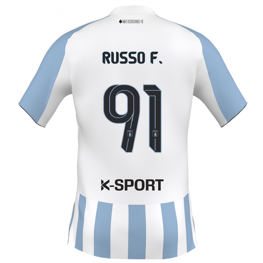 גברים כדורגל פלאביו רוסו #91 לבן כחול שמיים ג'רזי ביתית 2025/26