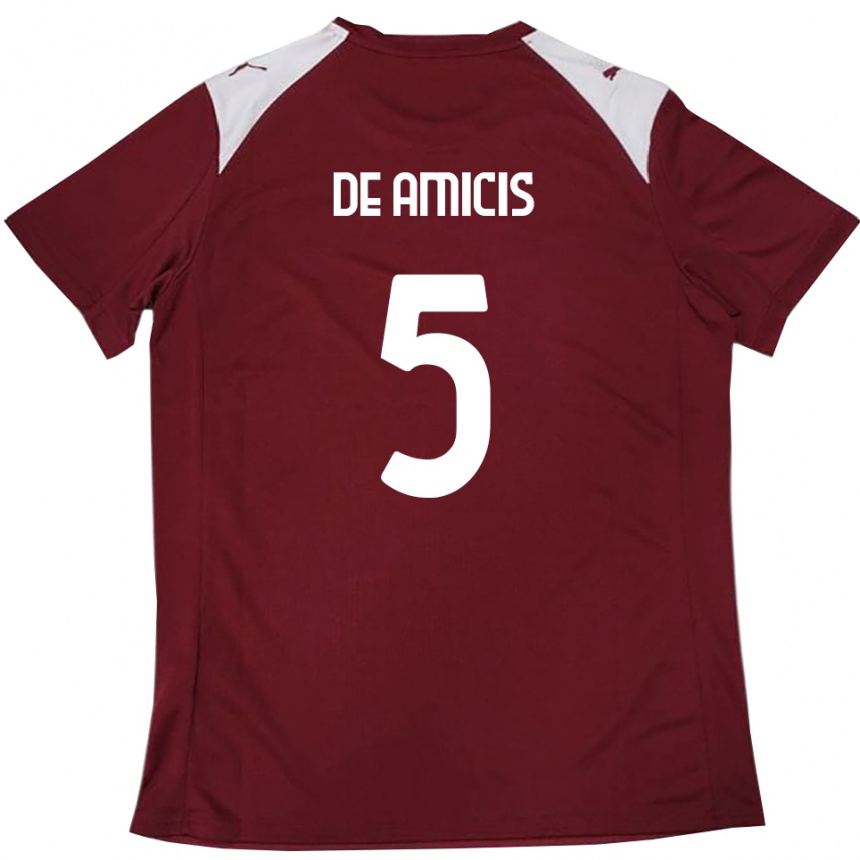 גברים כדורגל Christian De Amicis #5 בורדו לבן ג'רזי ביתית 2025/26 גברים כדורגל Christian De Amicis #5 בורדו לבן ג'רזי ביתית 2025/26