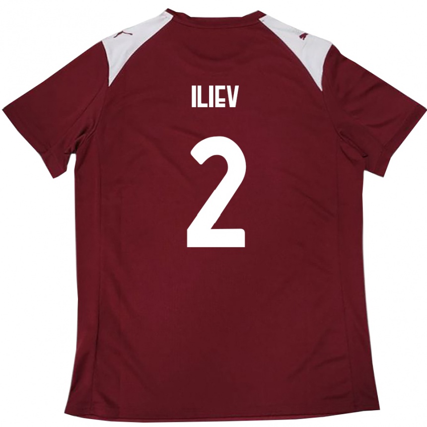 גברים כדורגל Mario Iliev #2 בורדו לבן ג'רזי ביתית 2025/26