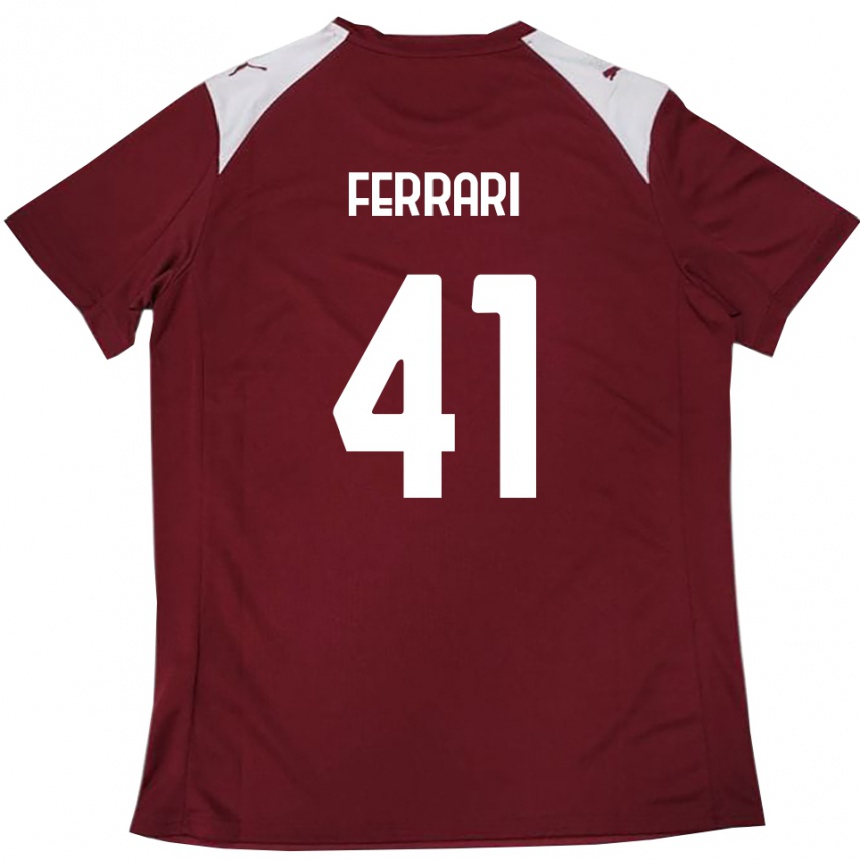 גברים כדורגל Tommaso Ferrari #41 בורדו לבן ג'רזי ביתית 2025/26