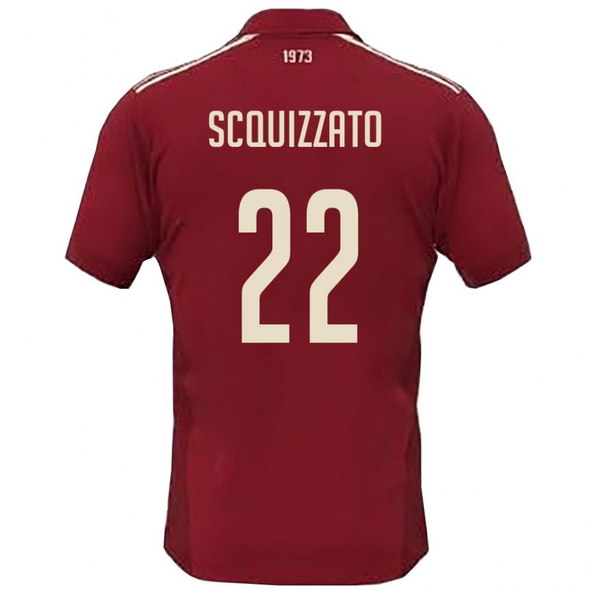 גברים כדורגל Edoardo Scquizzato #22 בורדו לבן ג'רזי ביתית 2025/26