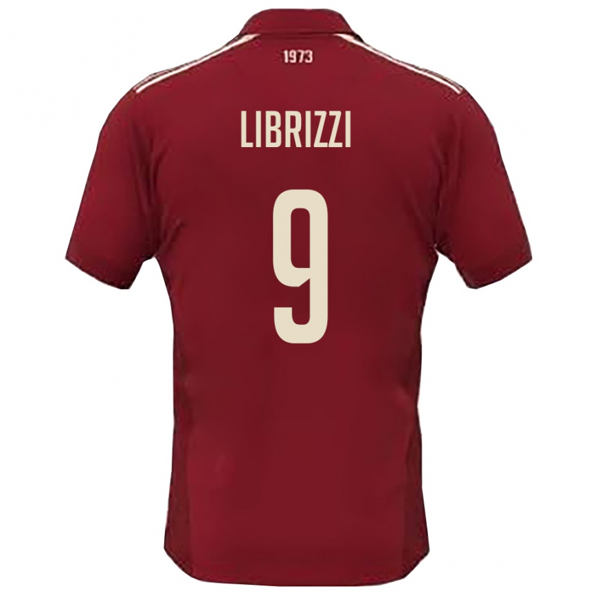 גברים כדורגל Gabriele Librizzi #9 בורדו לבן ג'רזי ביתית 2025/26
