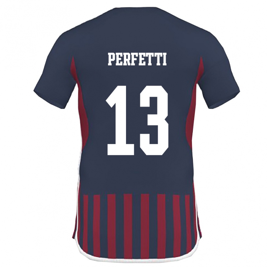 גברים כדורגל Daniel Perfetti #13 כחול נייבי אדום ג'רזי ביתית 2025/26