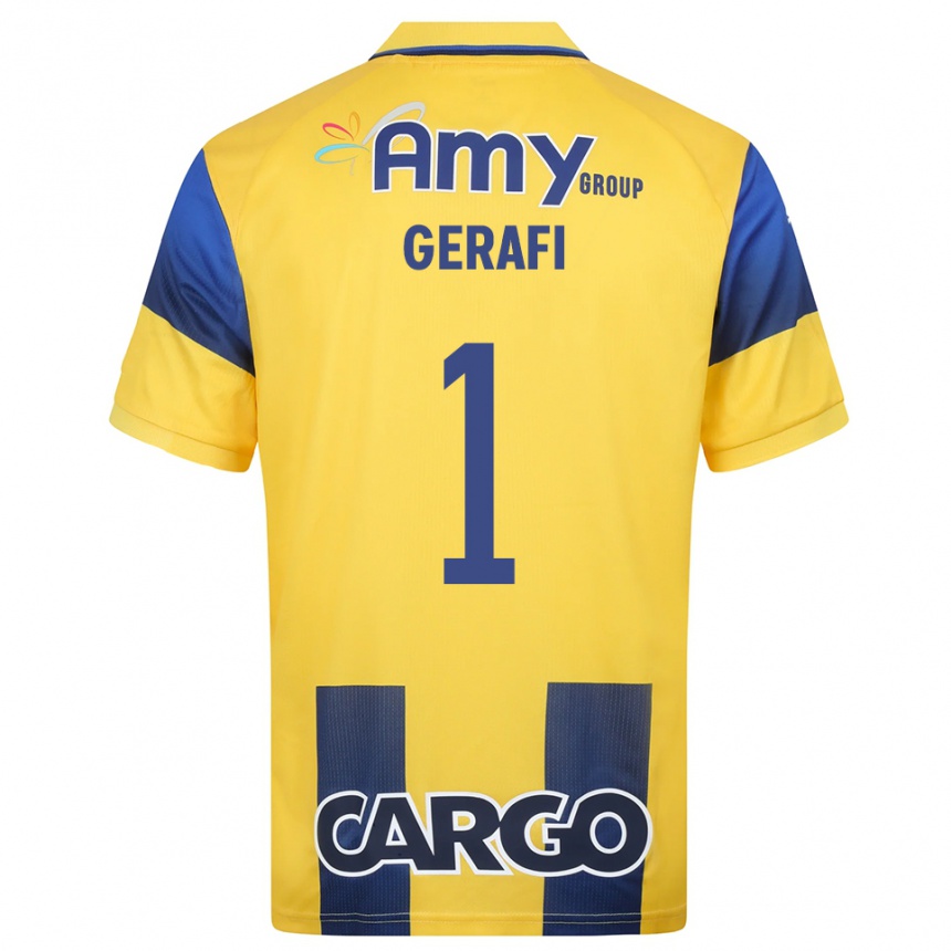 גברים כדורגל יואב ג'ראפי #1 צהוב כחול נייבי ג'רזי ביתית 2025/26