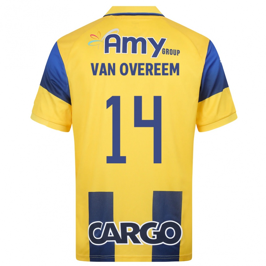 גברים כדורגל יוריס ואן אובריים #14 צהוב כחול נייבי ג'רזי ביתית 2025/26