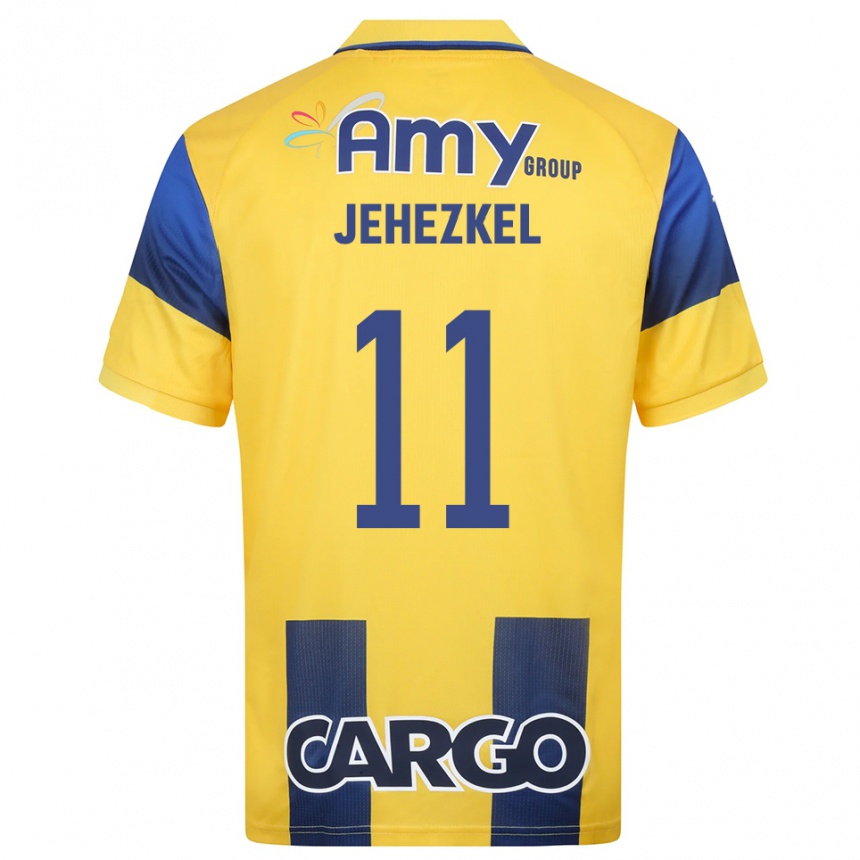 גברים כדורגל שגיב יחזקאל #11 צהוב כחול נייבי ג'רזי ביתית 2025/26