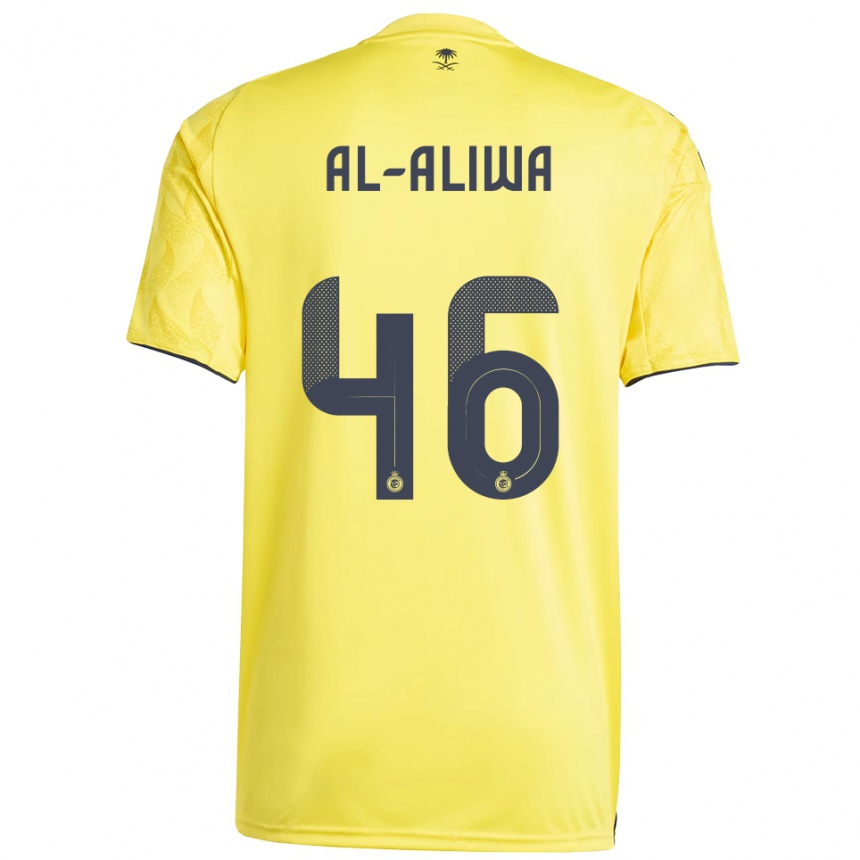 גברים כדורגל Abdulaziz Al-Aliwa #46 צהוב שחור ג'רזי ביתית 2025/26