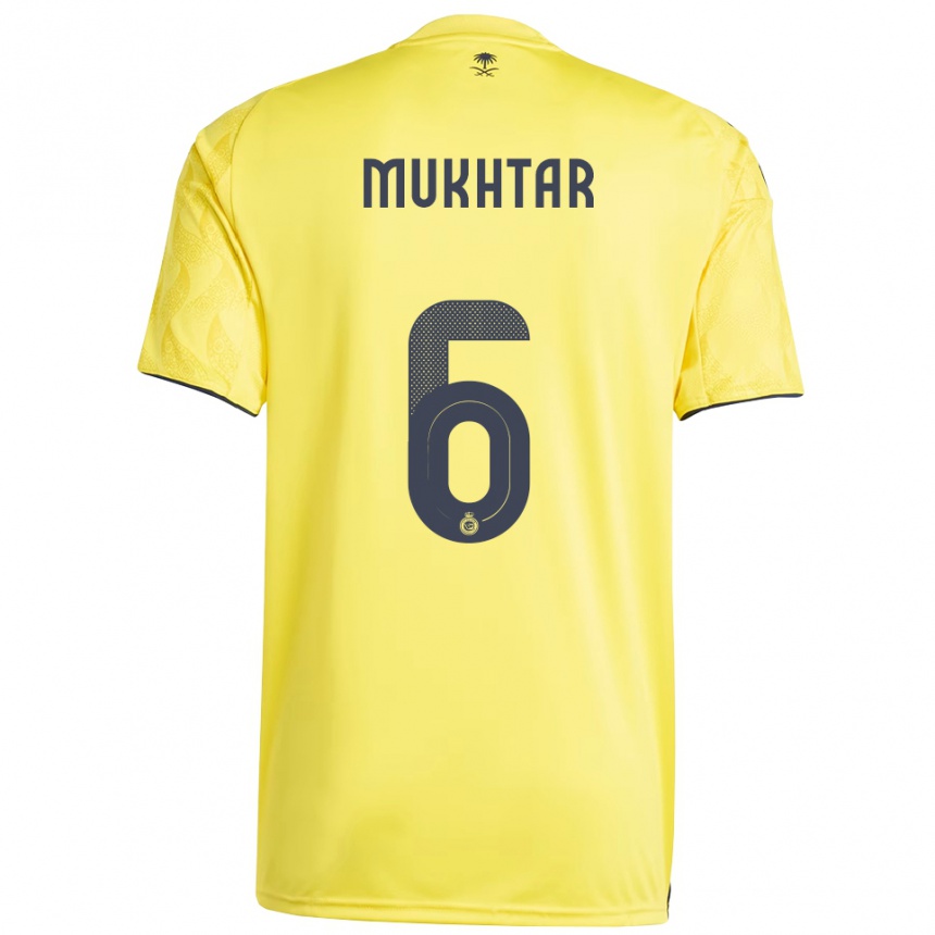 גברים כדורגל מוח'תאר עלי #6 צהוב שחור ג'רזי ביתית 2025/26