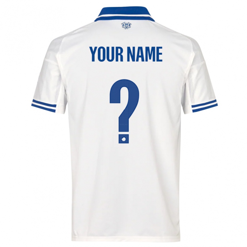 גברים כדורגל השם שלך #0 לבן כחול ג'רזי ביתית 2025/26