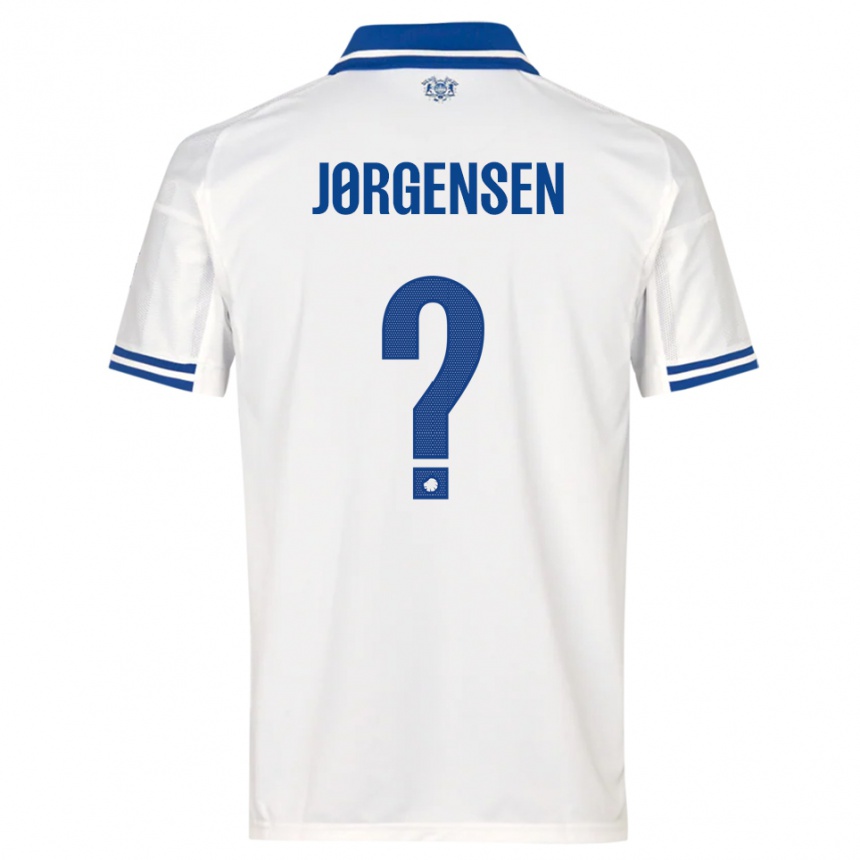 גברים כדורגל מאדס יורגנסן #0 לבן כחול ג'רזי ביתית 2025/26