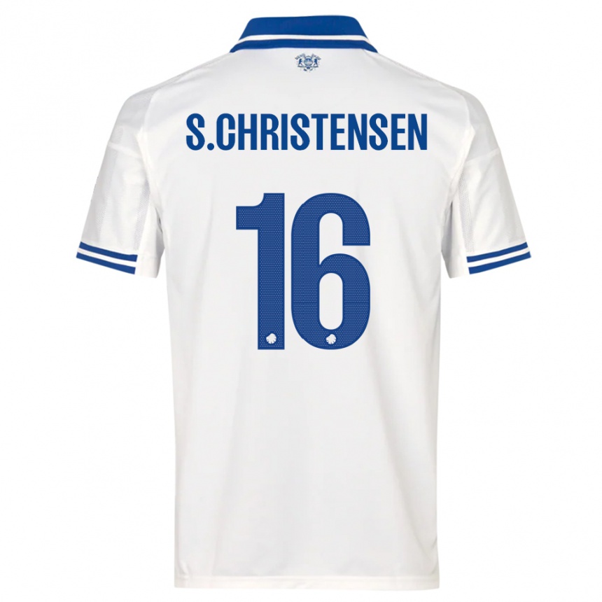 גברים כדורגל סבסטיאן כריסטנסן #16 לבן כחול ג'רזי ביתית 2025/26
