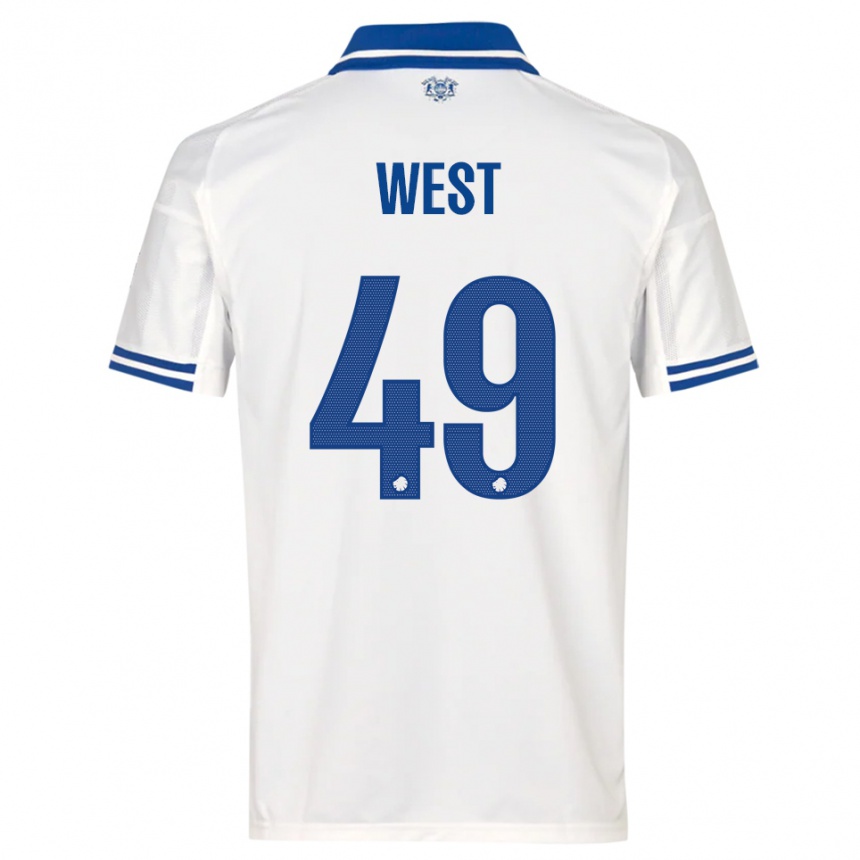גברים כדורגל Liam West #49 לבן כחול ג'רזי ביתית 2025/26