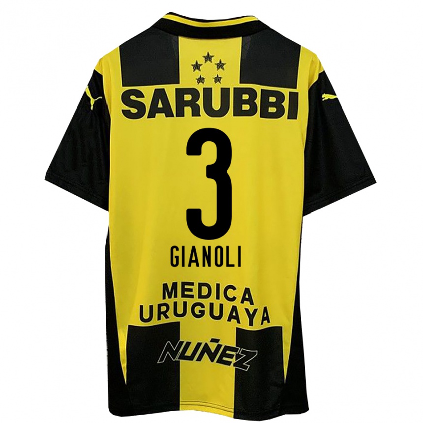 גברים כדורגל מרטין ג'יאנולי #3 צהוב שחור ג'רזי ביתית 2025/26