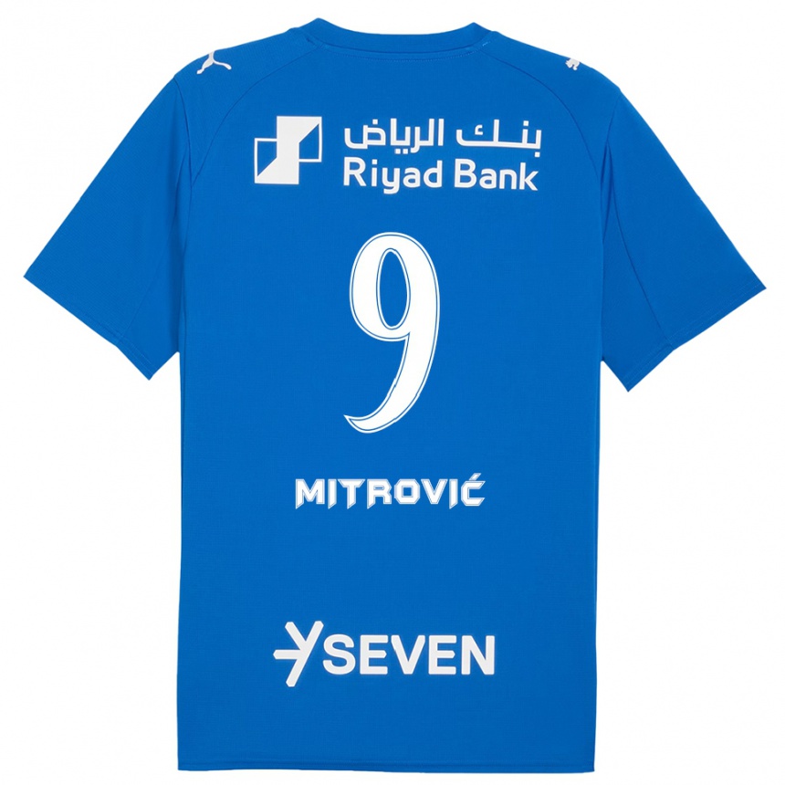 גברים כדורגל אלכסנדר מיטרוביץ' #9 כחול לבן ג'רזי ביתית 2025/26