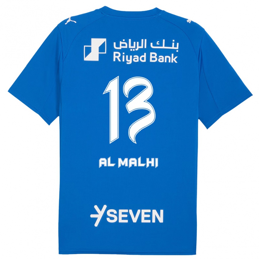 גברים כדורגל Al Muhra Al-Malhi #13 כחול לבן ג'רזי ביתית 2025/26