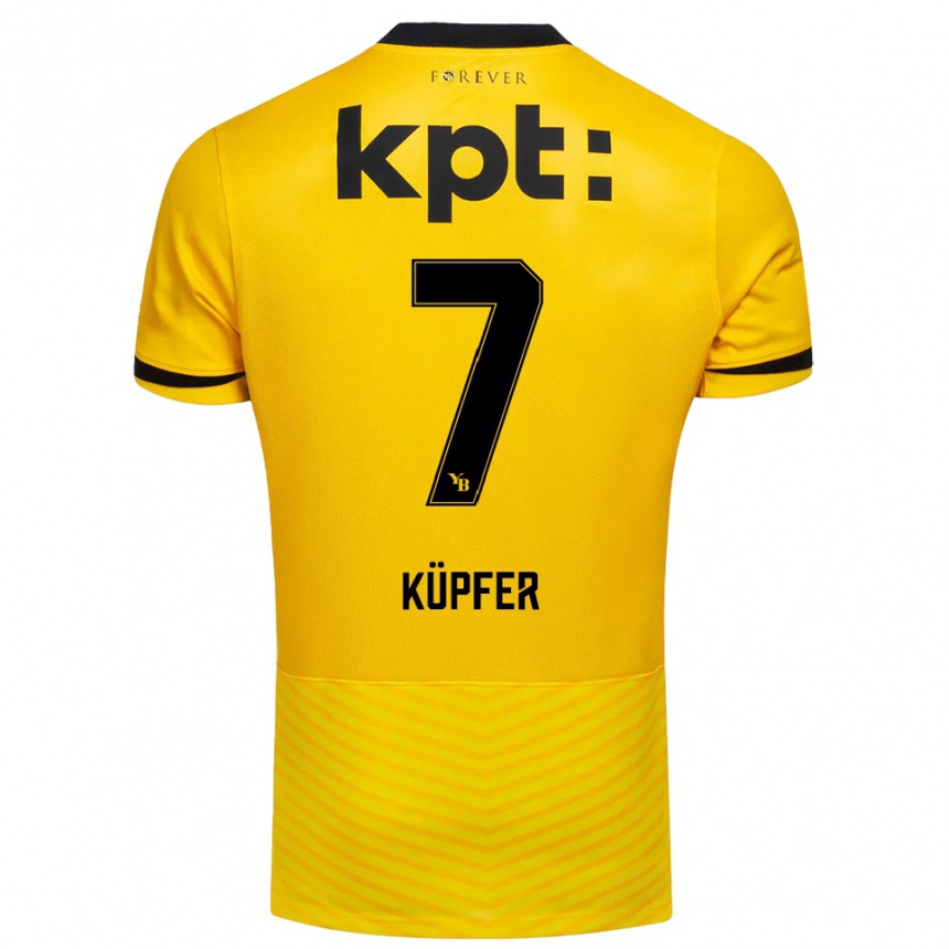 גברים כדורגל Eliah Küpfer #7 צהוב שחור ג'רזי ביתית 2025/26