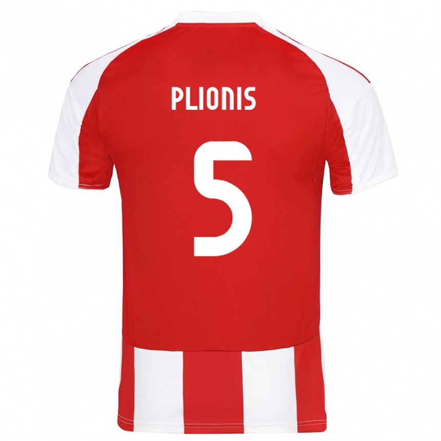 גברים כדורגל פרסקבאס פליוניס #5 אדום לבן ג'רזי ביתית 2025/26