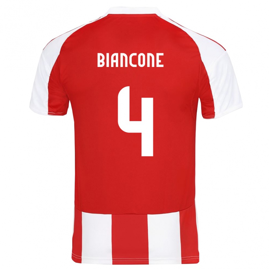 גברים כדורגל ג'וליין ביאנקונה #4 אדום לבן ג'רזי ביתית 2025/26