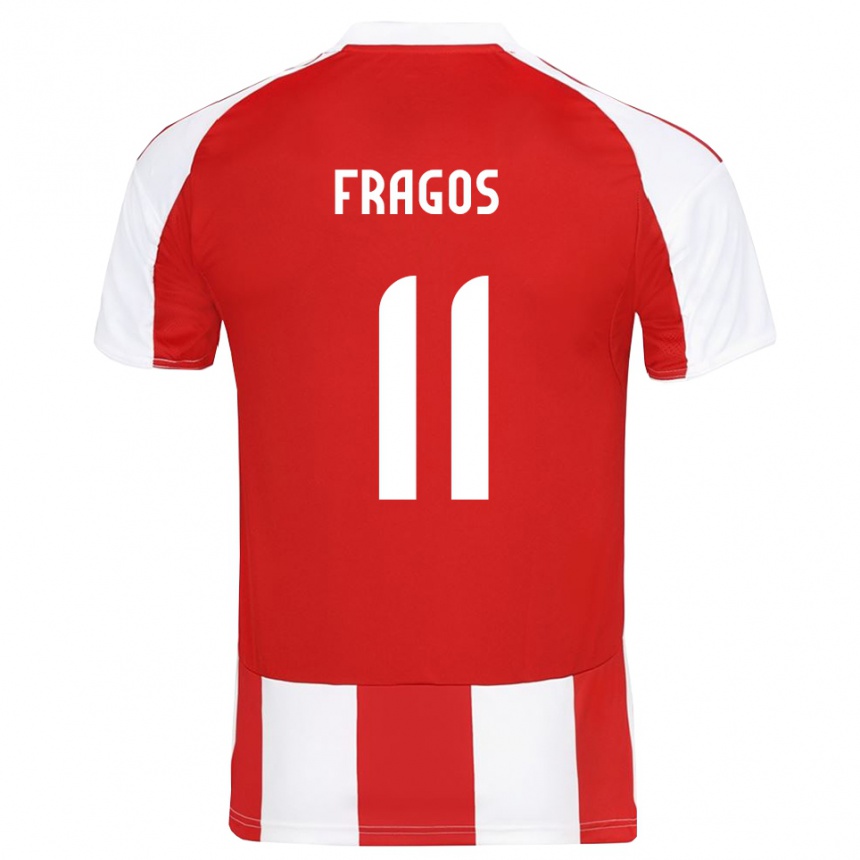 גברים כדורגל Georgios Fragos #11 אדום לבן ג'רזי ביתית 2025/26