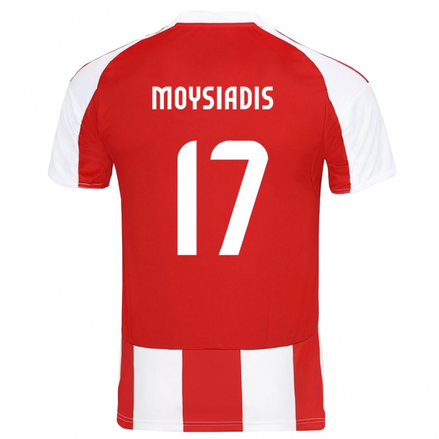 גברים כדורגל Alexandros Moysiadis #17 אדום לבן ג'רזי ביתית 2025/26