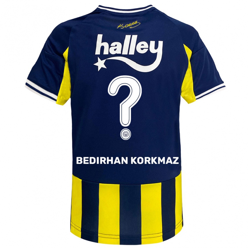 גברים כדורגל Yağız Bedirhan Korkmaz #0 צהוב כחול נייבי לבן ג'רזי ביתית 2025/26