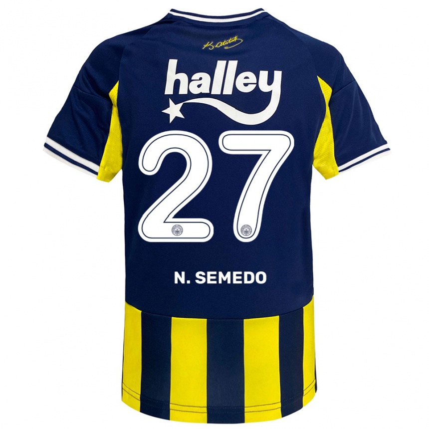 גברים כדורגל נלסון סמדו #27 צהוב כחול נייבי לבן ג'רזי ביתית 2025/26