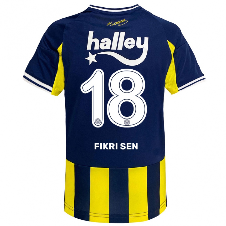 גברים כדורגל Yağız Fikri Şen #18 צהוב כחול נייבי לבן ג'רזי ביתית 2025/26