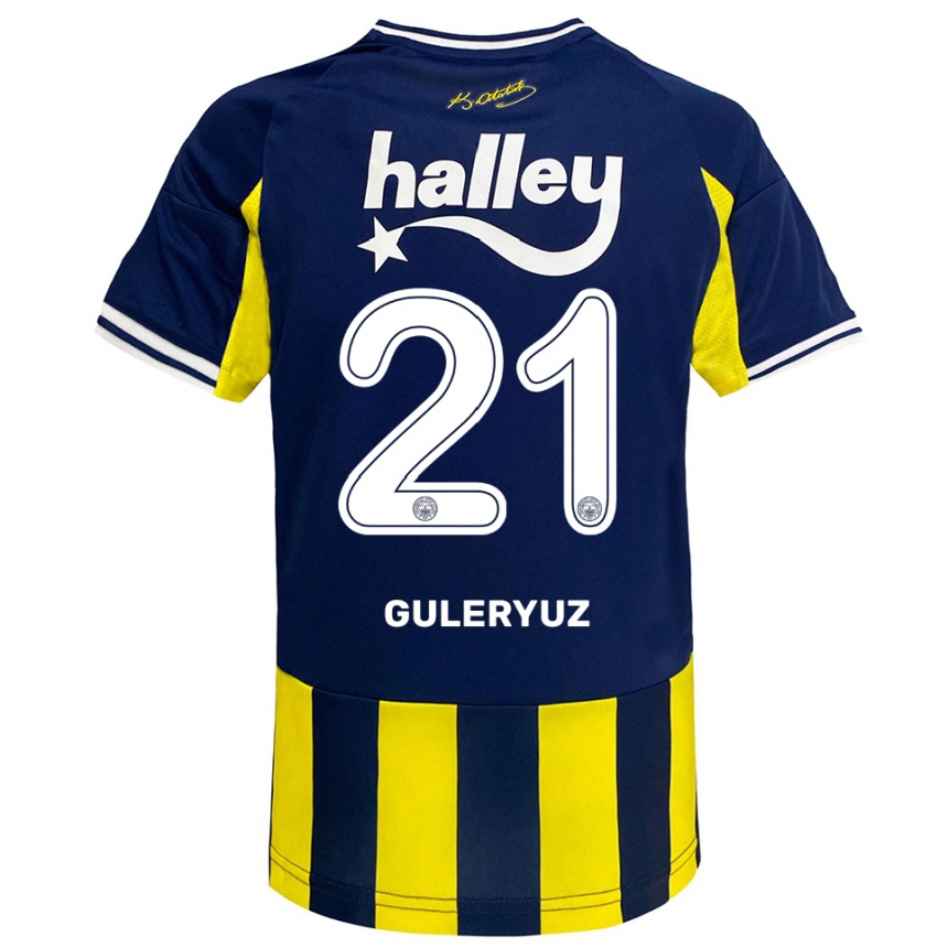 גברים כדורגל Göknur Güleryüz #21 צהוב כחול נייבי לבן ג'רזי ביתית 2025/26