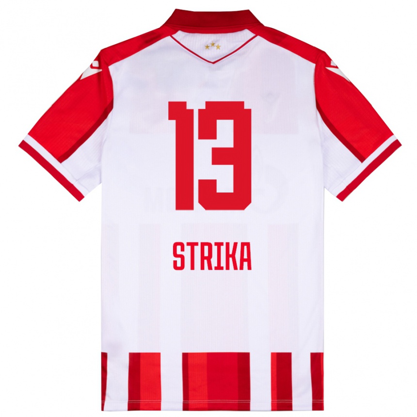 גברים כדורגל Matej Strika #13 אדום לבן ג'רזי ביתית 2025/26