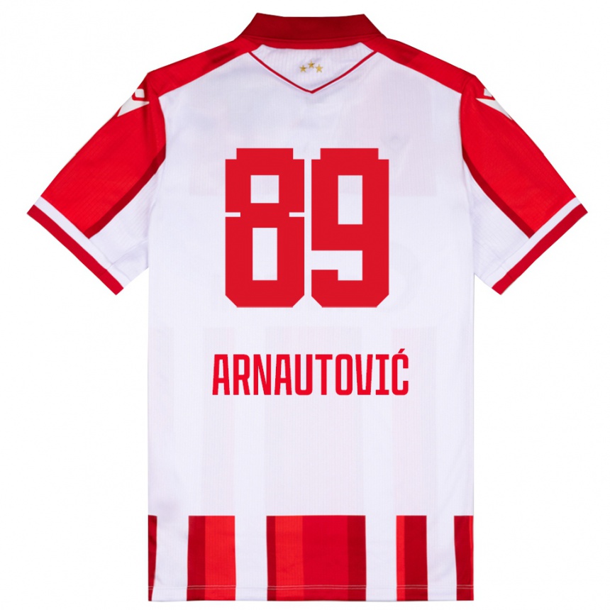 גברים כדורגל מרקו ארנאוטוביץ' #89 אדום לבן ג'רזי ביתית 2025/26