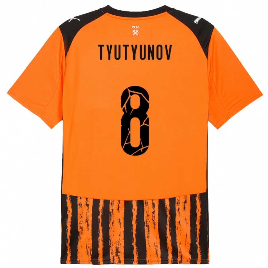 גברים כדורגל Vladyslav Tyutyunov #8 כתום שחור ג'רזי ביתית 2025/26