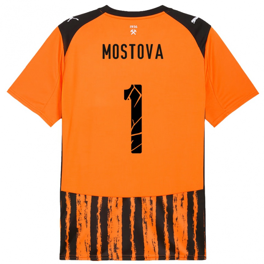 גברים כדורגל Inha Mostova #1 כתום שחור ג'רזי ביתית 2025/26