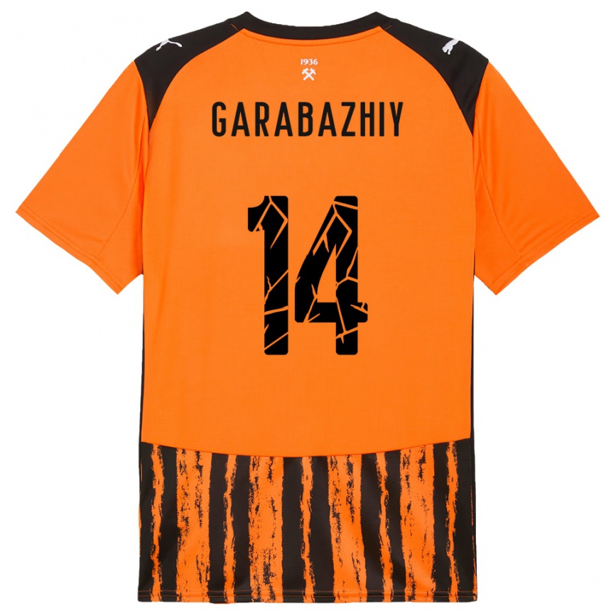 גברים כדורגל Anton Garabazhiy #14 כתום שחור ג'רזי ביתית 2025/26