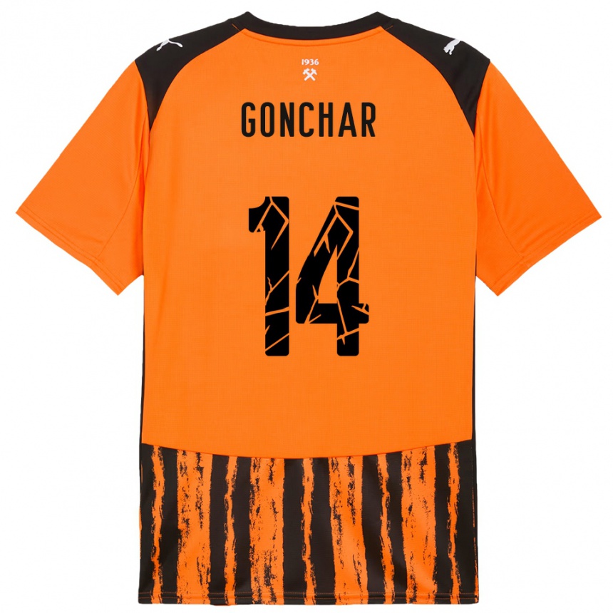 גברים כדורגל Maksym Gonchar #14 כתום שחור ג'רזי ביתית 2025/26