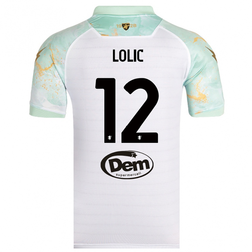 גברים כדורגל אלדין לוליץ׳ #12 לבן שחור הרחק ג'רזי 2025/26