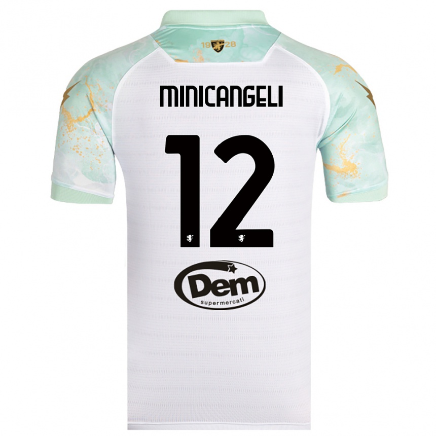 גברים כדורגל Francesco Minicangeli #12 לבן שחור הרחק ג'רזי 2025/26