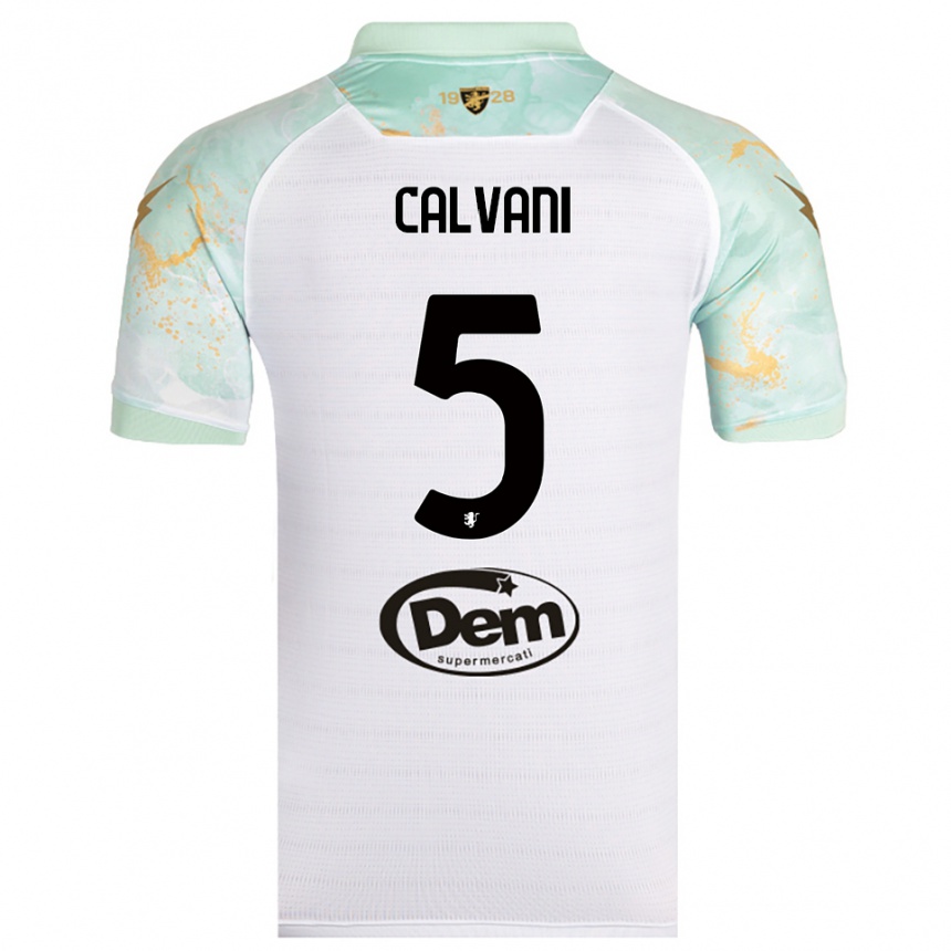 גברים כדורגל גבריאל קלוואני #5 לבן שחור הרחק ג'רזי 2025/26