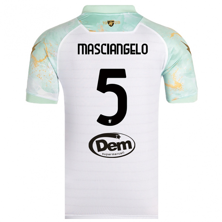 גברים כדורגל אדוארדו מסצ'אנג'לו #5 לבן שחור הרחק ג'רזי 2025/26