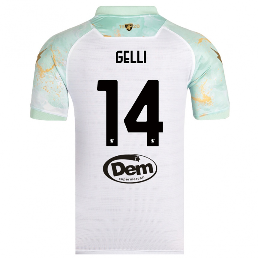 גברים כדורגל Francesco Gelli #14 לבן שחור הרחק ג'רזי 2025/26
