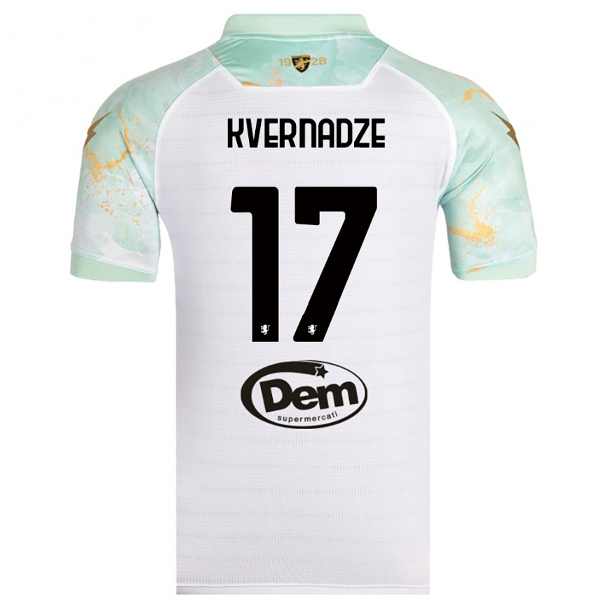 גברים כדורגל גיורגי קברנדזה #17 לבן שחור הרחק ג'רזי 2025/26