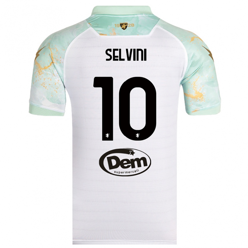 גברים כדורגל Alessandro Selvini #10 לבן שחור הרחק ג'רזי 2025/26 גברים כדורגל Alessandro Selvini #10 לבן שחור הרחק ג'רזי 2025/26