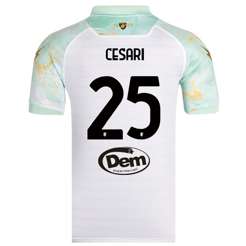 גברים כדורגל ניקולו סזארי #25 לבן שחור הרחק ג'רזי 2025/26
