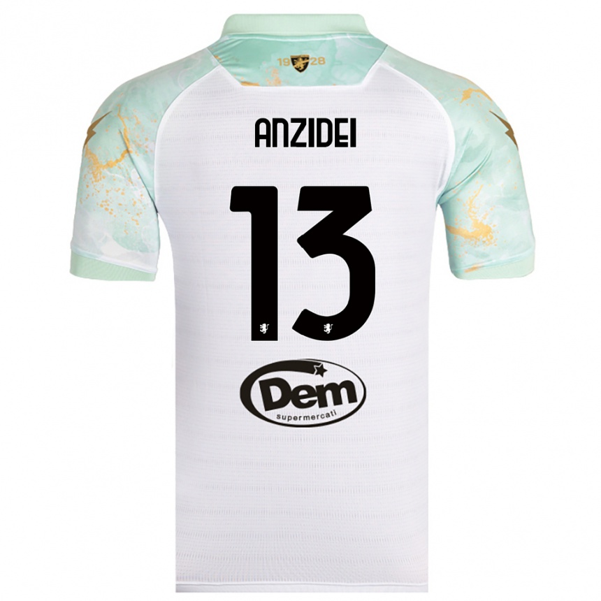 גברים כדורגל מאסימו אנזידיי #13 לבן שחור הרחק ג'רזי 2025/26