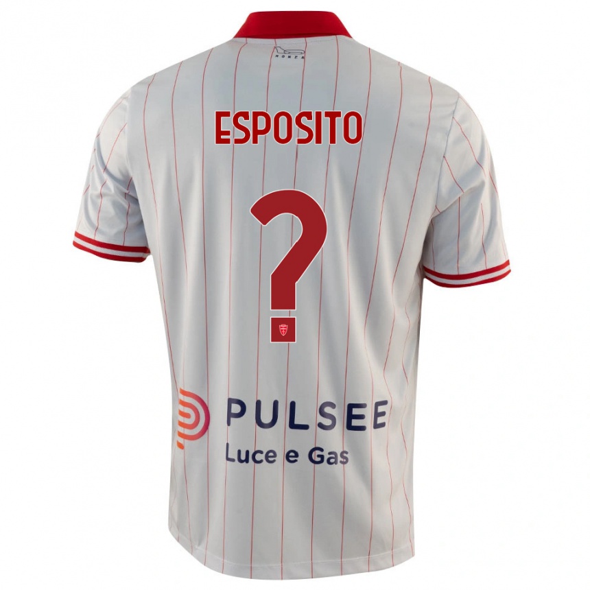 גברים כדורגל Marco Esposito #0 לבן אדום כחול הרחק ג'רזי 2025/26 גברים כדורגל Marco Esposito #0 לבן אדום כחול הרחק ג'רזי 2025/26