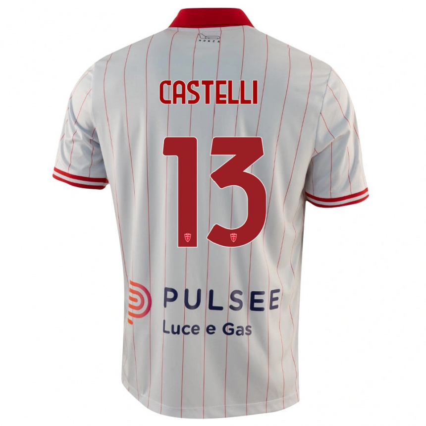 גברים כדורגל דוידה קסטלי #13 לבן אדום כחול הרחק ג'רזי 2025/26