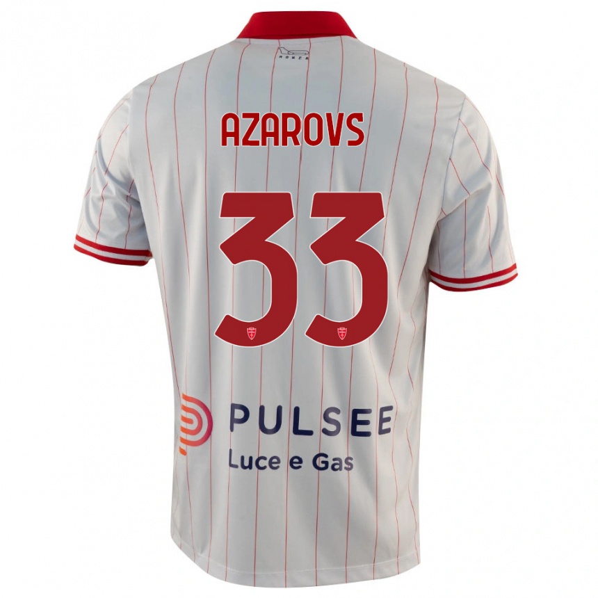 גברים כדורגל Timurs Azarovs #33 לבן אדום כחול הרחק ג'רזי 2025/26
