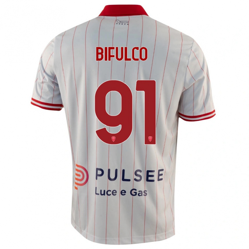 גברים כדורגל Davide Bifulco #91 לבן אדום כחול הרחק ג'רזי 2025/26