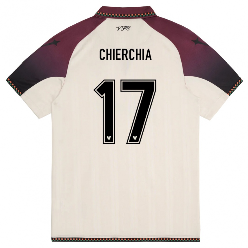 גברים כדורגל Chiara Chierchia #17 קרם בורדו הרחק ג'רזי 2025/26